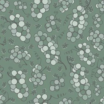 Vector green grapes seamless pattern print background. Stock Illustration