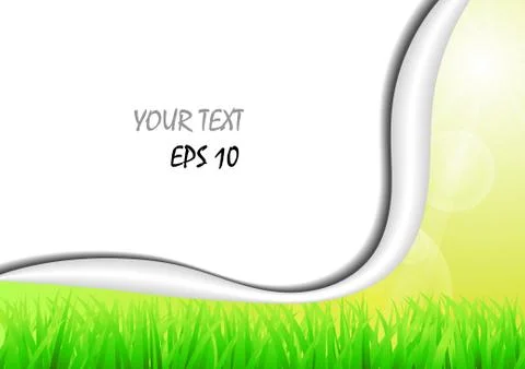 Vector : Green grass and sunny sky and space for text Stock Illustration