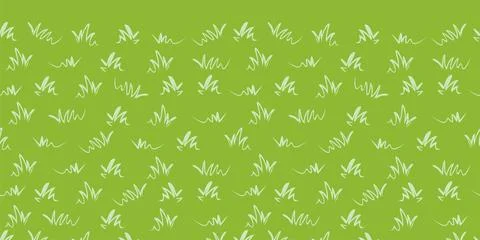 Vector green grass repeat horizontal border vector background. Doodle style Stock Illustration