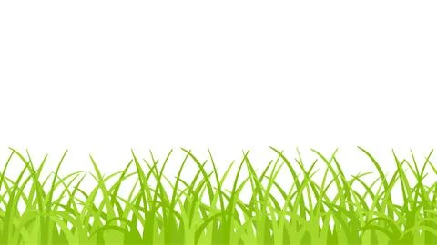Vector green grass seamless border on a white background Stock Illustration