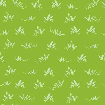 Vector green grass seamless repeat vector background. Doodle style blades o.. Stock Illustration