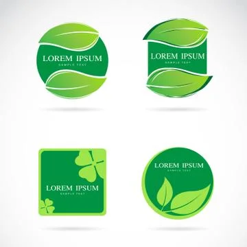 Vector green leaf frame on a white background, Labels and Stickers Illustrazione stock