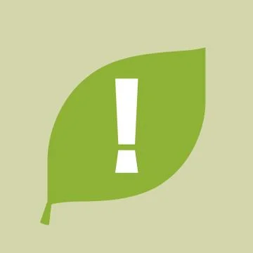 Vector green leaf icon with an admiration sign Stock Illustration