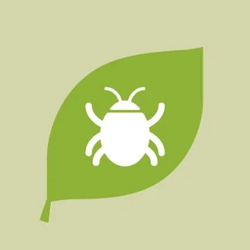 Vector green leaf icon with a bug Illustrazione stock