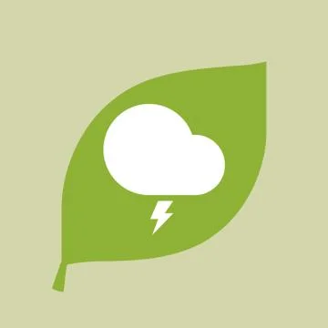 Vector green leaf icon with a stormy cloud Stock Illustration