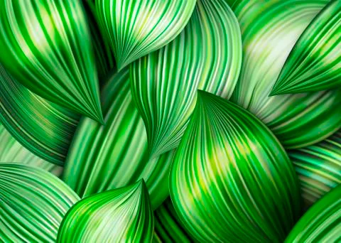Vector green leaves background, fresh and bright tropical forest backdrop Stock Illustration