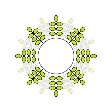 Vector green leaves in circle Stock Illustration