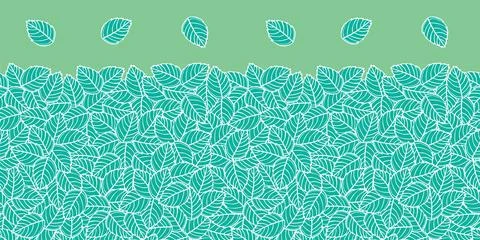 Vector green leaves overlapped horizontal border pattern. Suitable for hot st Illustrazione stock