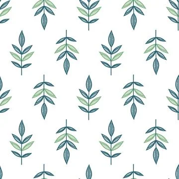Vector green leaves, seamless pattern with plants, illustration for wallpap.. Stock Illustration