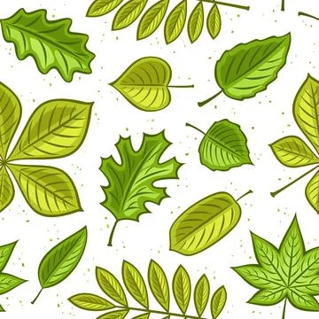 Vector Green Leaves seamless pattern イラスト素材
