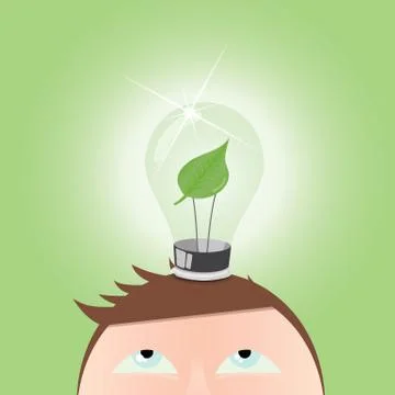Vector Green Light Bulb Stock Illustration