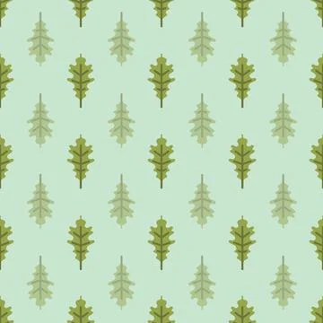 Vector Green Oak leaves repeat pattern background design Illustrazione stock