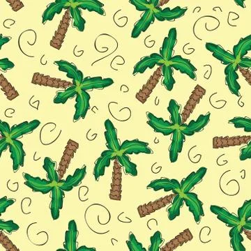 Vector green palm trees seamless pattern Stock Illustration