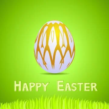 Vector green paper card with white ornate easter egg Illustrazione stock