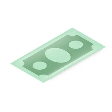 Vector green paper dollar banknote isolated on white background. Dollar icon Stock Illustration