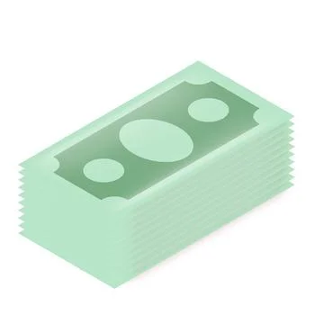 Vector green paper dollars banknote stack isolated on white background Stock Illustration