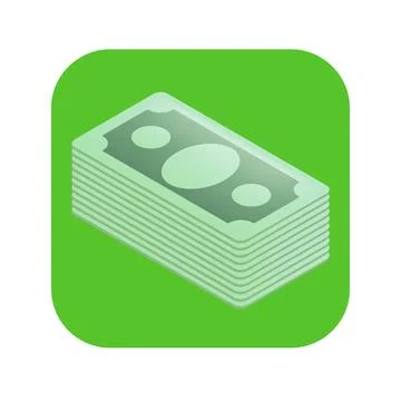 Vector green paper dollars banknote stack isolated on green background Stockillustratie