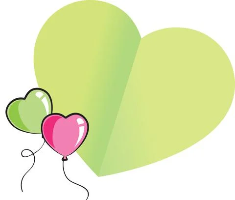 Vector green paper heart shape with balloon card border frame background Stock Illustration