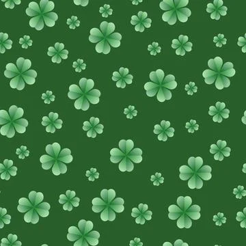 Vector green pattern with green clover leaves, square background. Stock Illustration