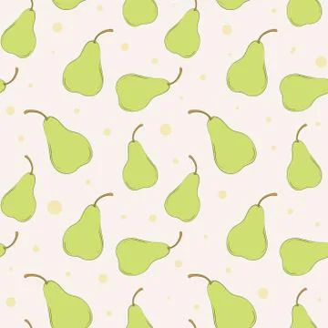 Vector green pear seamless pattern. Colored background fruits Stock Illustration