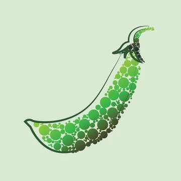Vector green peas and pod isolated on white background Stock Illustration