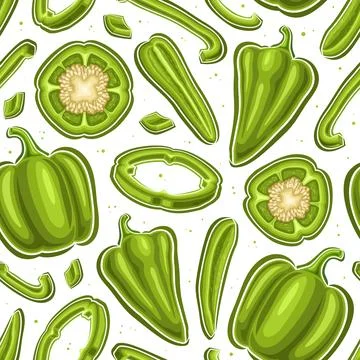 Vector Green Pepper Seamless Pattern Stock Illustration