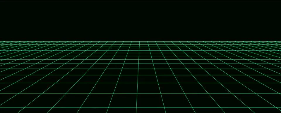 Vector green perspective grid. Digital cyberspace. Network connection struc.. Stock Illustration