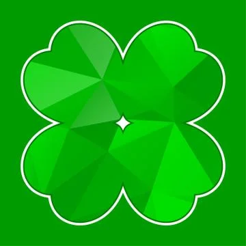 Vector green polygon cloverleaf with white contour Stock Illustration