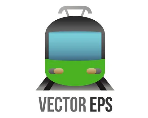 Vector green public transport train or subway on rails icon for short or medi Stock Illustration