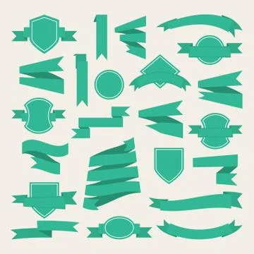 Vector Green ribbons,labe Stock Illustration