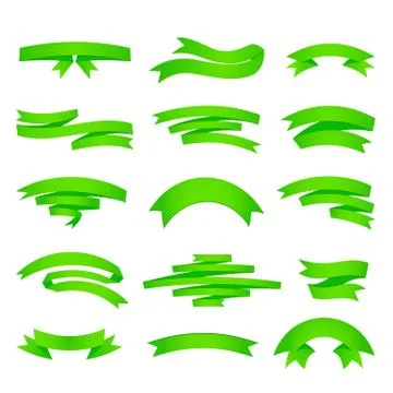 Vector green ribons set, isolaten on background Stock Illustration