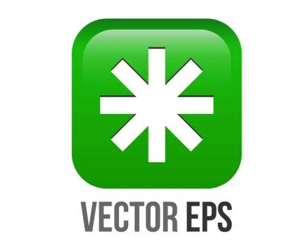 Vector green rounded square bullet sparkle Eight Spoked Asterisk point icon Illustrazione stock