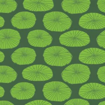 Vector green rows of water lily pads leaves repeat pattern. Suitable for text Stock Illustration