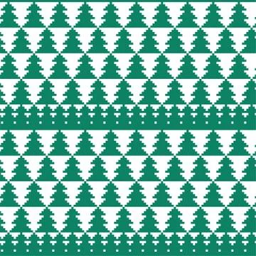 Vector green seamless pattern. Christmas tree knitted background イラスト素材