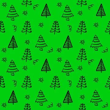 Vector green seamless pattern of christmas tree イラスト素材