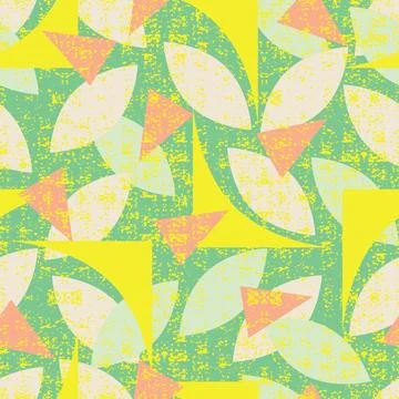 Vector green seamless pattern of colorful abstract geometric shapes with grun Stock Illustration