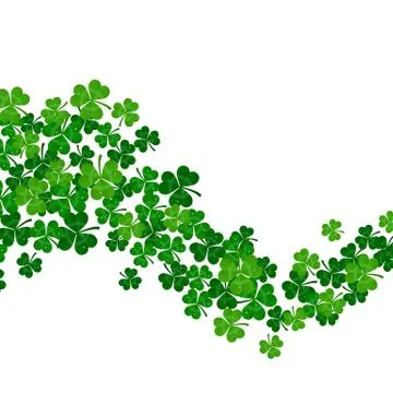 Vector green shamrocks wave on white background Stock Illustration