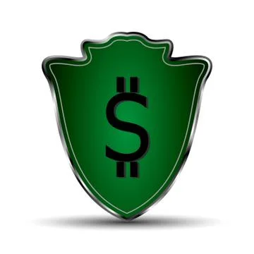 The vector green shield with dollar symbol Stock-Illustration