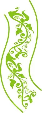 Vector green smoothly curved pattern of plant elements for printing on clot.. Illustrazione stock