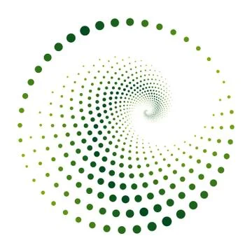 Vector green spiral pattern with dots isolated on white 스톡 일러스트