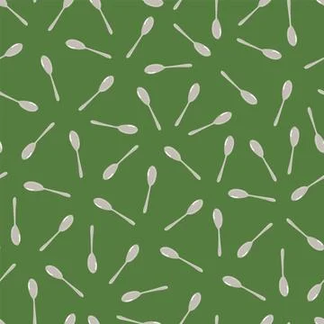 Vector green spoons scatter simplerepeat pattern. Perfect for fabric, scrapbo Stock Illustration