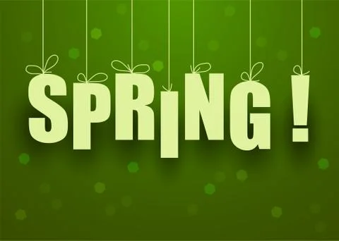 Vector green spring background with spring lettering Stock Illustration