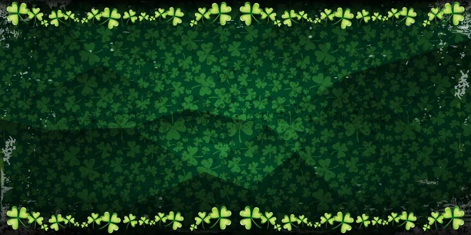 Vector green summer or spring seamless background with green clover pattern, can イラスト素材