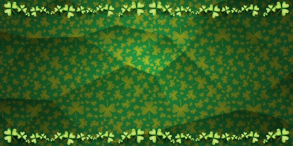 Vector green summer or spring seamless background with green clover pattern, can Stock Illustration