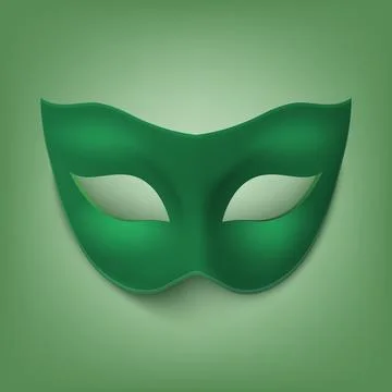 Vector Green Super Hero Mask. Face Character, Superhero Comic Book Mask Closeup Stock Illustration