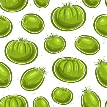 Vector Green Tomato seamless pattern Stock Illustration