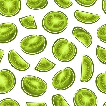 Vector Green Tomato seamless pattern Illustrazione stock