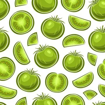 Vector Green Tomato seamless pattern Stock Illustration
