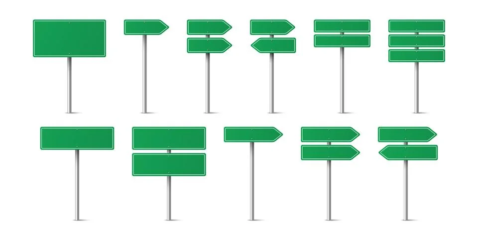 Vector Green Warning, Danger Stop Sign Frame Icon Set Isolated. Dangerous Sign Illustration