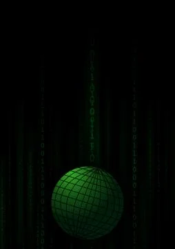 Vector : Green world map binary number on black background イラスト素材